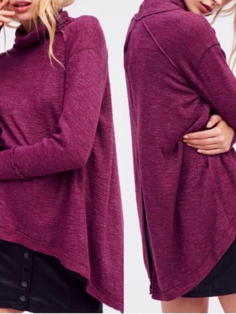 We The Free plum knit tunic top Sz medium split back tunic top